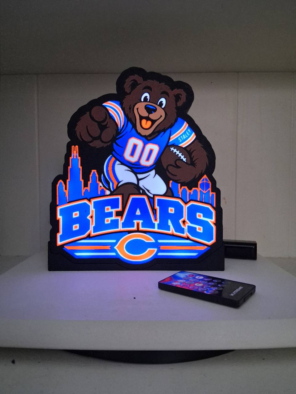 Staley Bears Mascot Fan LED Light Box Sign photo 4 – Lit Layer Creations